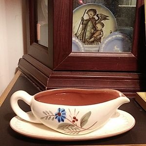 Stangl Pottery Gravyboat and underdish -Blue Daisy